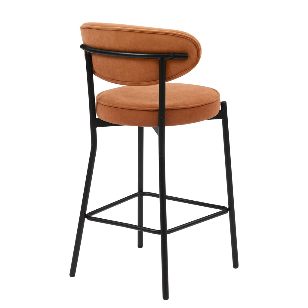 Dusklia - Mia Set of 2 Barstool - Matte Velvet - Burnt Orange
