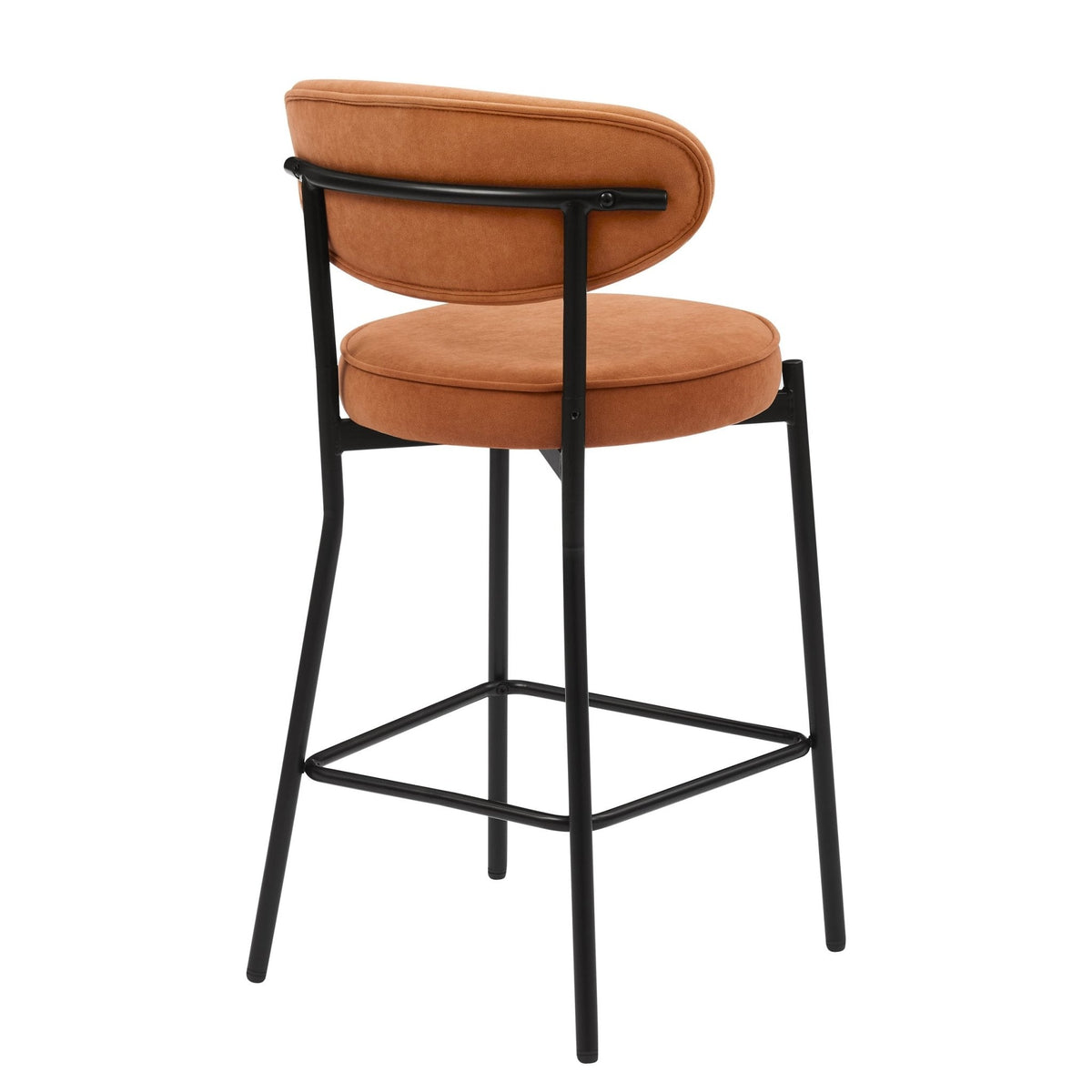 Dusklia - Mia Set of 2 Barstool - Matte Velvet - Burnt Orange