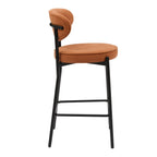 Dusklia - Mia Set of 2 Barstool - Matte Velvet - Burnt Orange