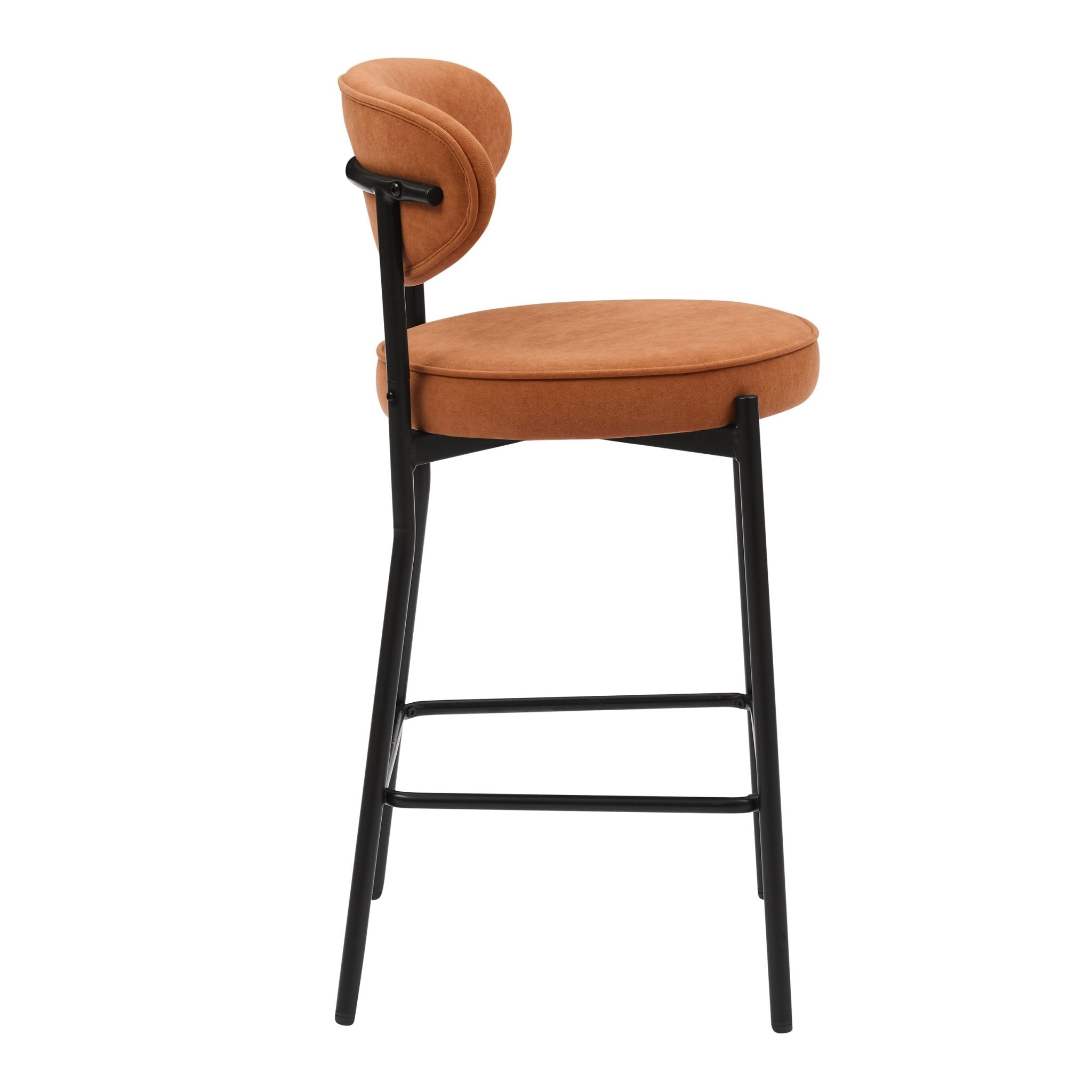 Dusklia - Mia Set of 2 Barstool - Matte Velvet - Burnt Orange