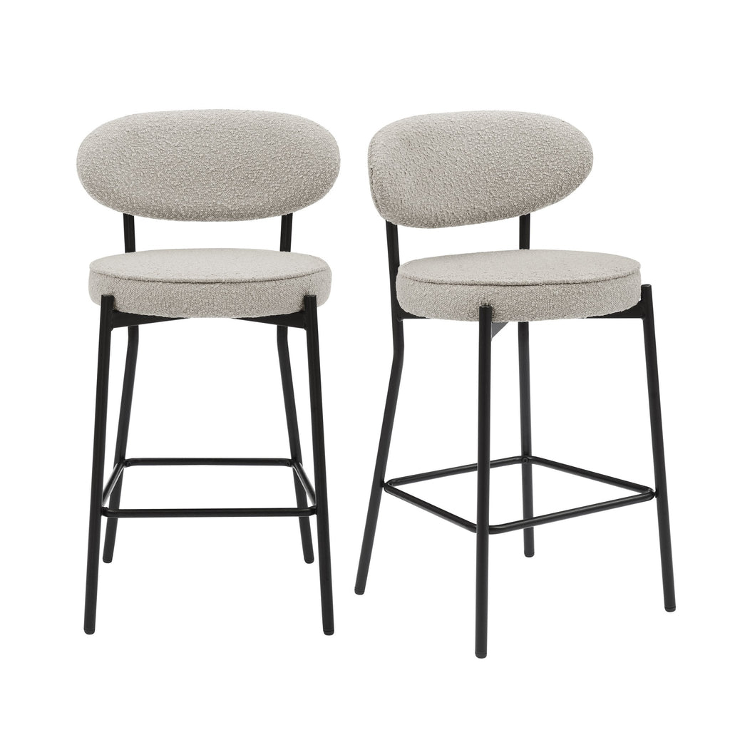 Dusklia - Mia Set of 2 Barstool - Taupe Boucle