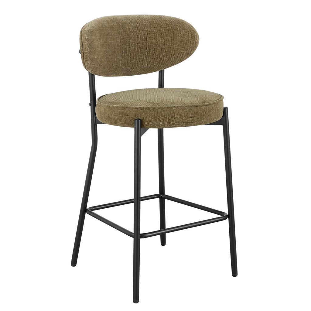 Dusklia - Mia Set of 2 Barstools - Chenille Olive