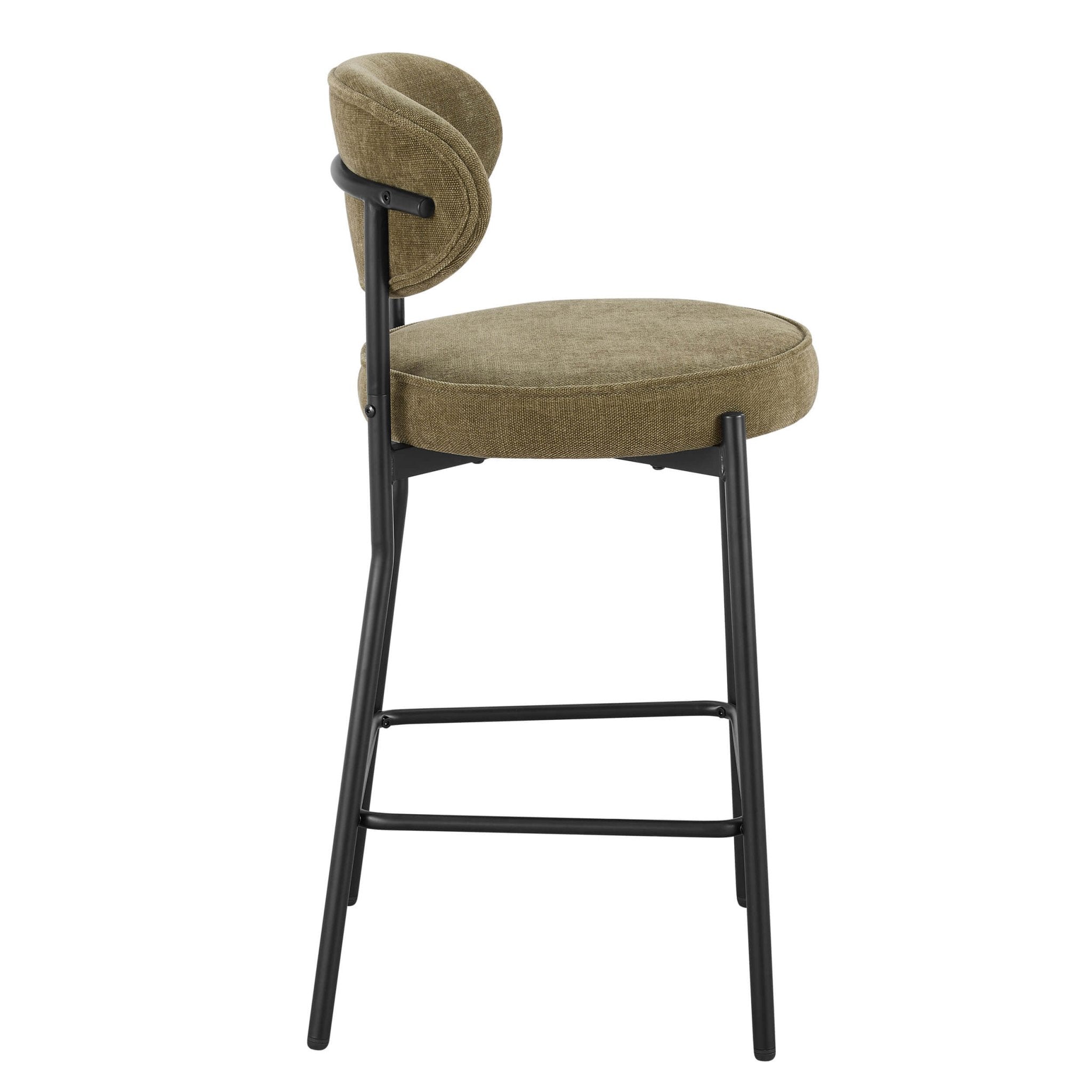 Dusklia - Mia Set of 2 Barstools - Chenille Olive