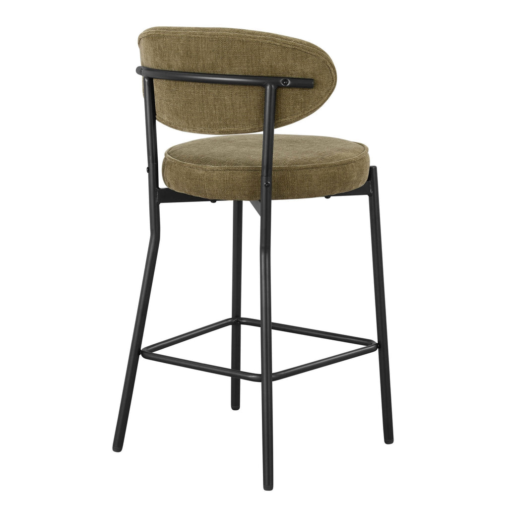 Dusklia - Mia Set of 2 Barstools - Chenille Olive