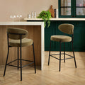 Dusklia - Mia Set of 2 Barstools - Chenille Olive