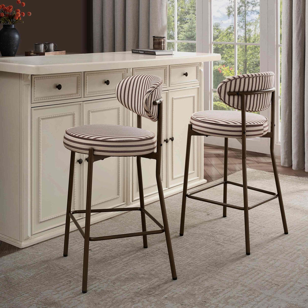 Dusklia - Mia Set of 2 Barstools - Chocolate Stripe