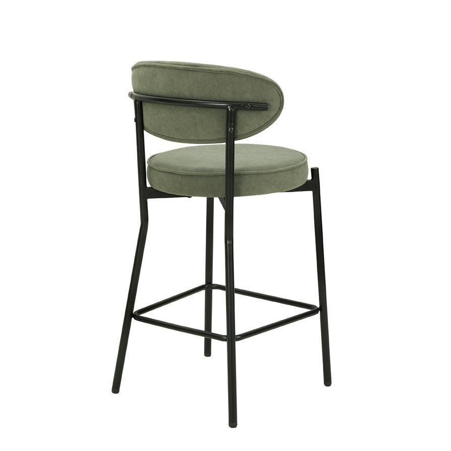 Dusklia - Mia Set of 2 Barstools - Matte Velvet - Sage Green