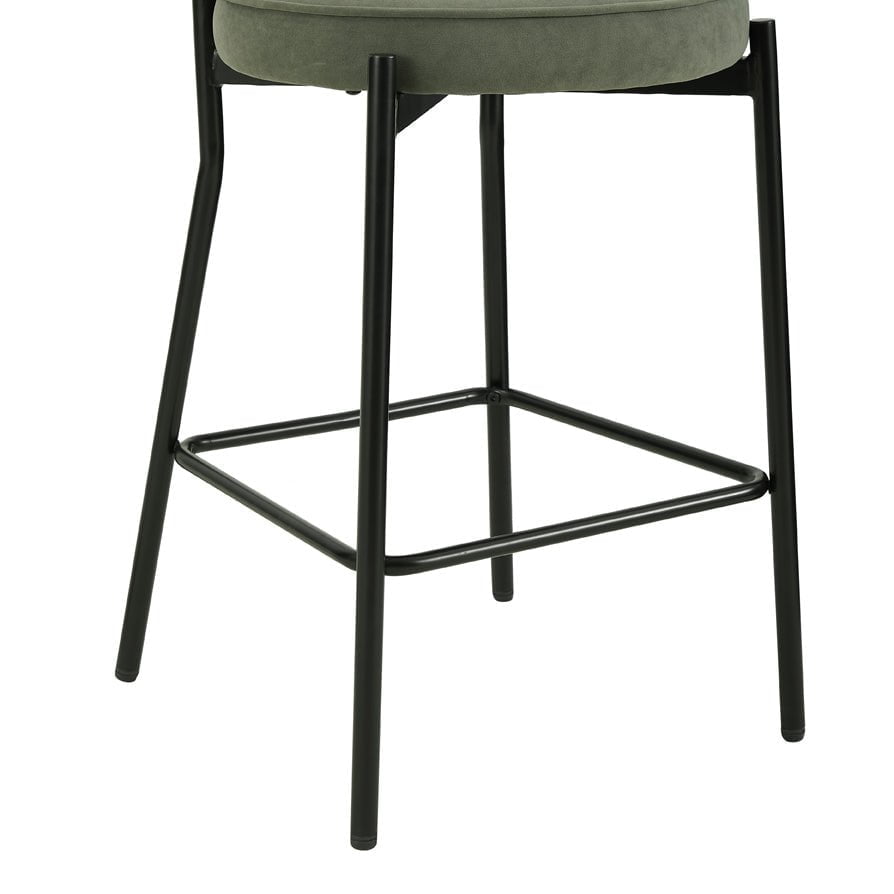 Dusklia - Mia Set of 2 Barstools - Matte Velvet - Sage Green