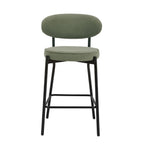 Dusklia - Mia Set of 2 Barstools - Matte Velvet - Sage Green