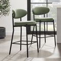 Dusklia - Mia Set of 2 Barstools - Matte Velvet - Sage Green