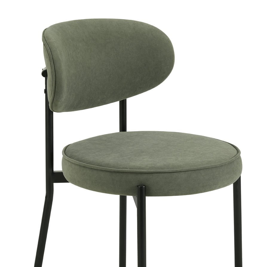 Dusklia - Mia Set of 2 Barstools - Matte Velvet - Sage Green