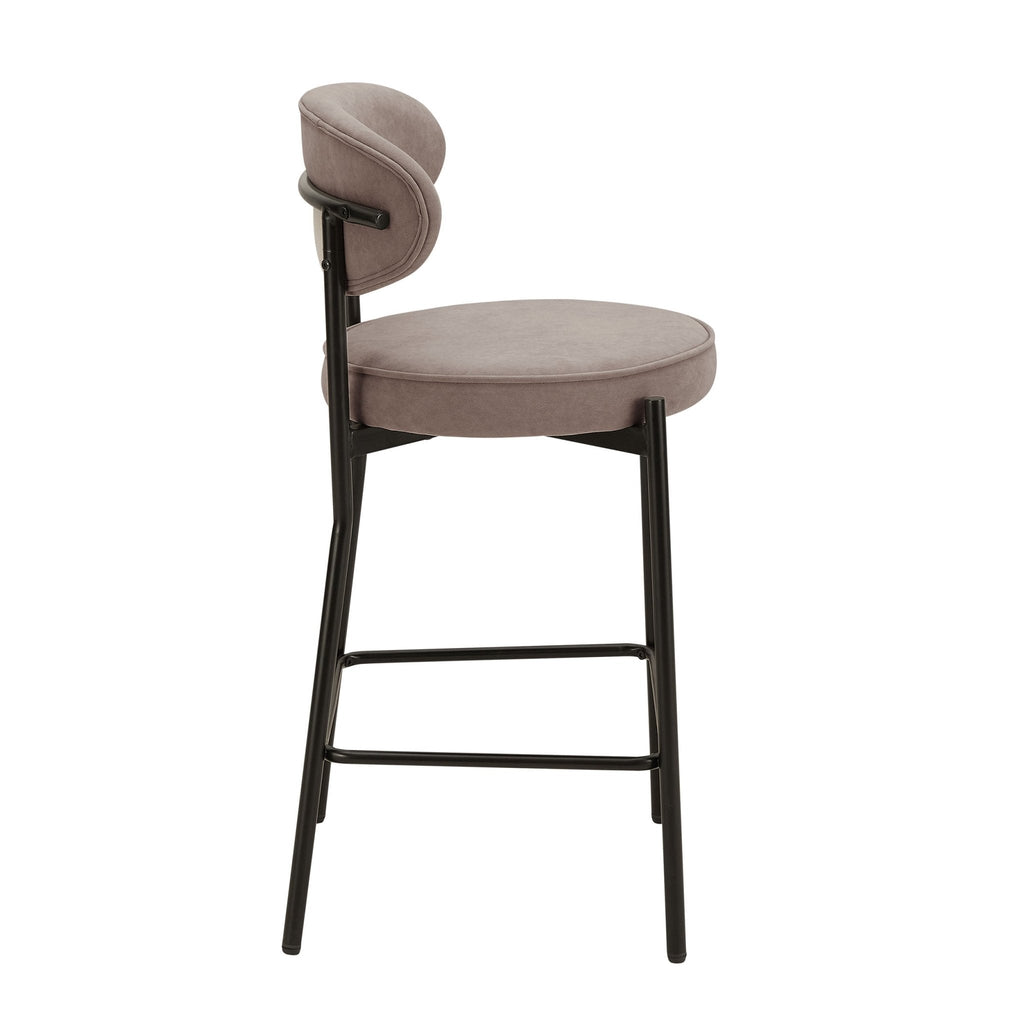 Dusklia - Mia Set of 2 Barstools - Matte Velvet - Sand