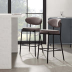 Dusklia - Mia Set of 2 Barstools - Matte Velvet - Taupe