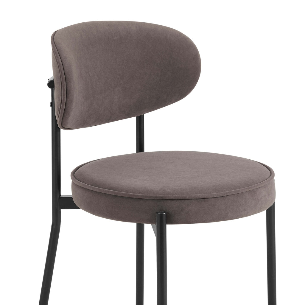 Dusklia - Mia Set of 2 Barstools - Matte Velvet - Taupe