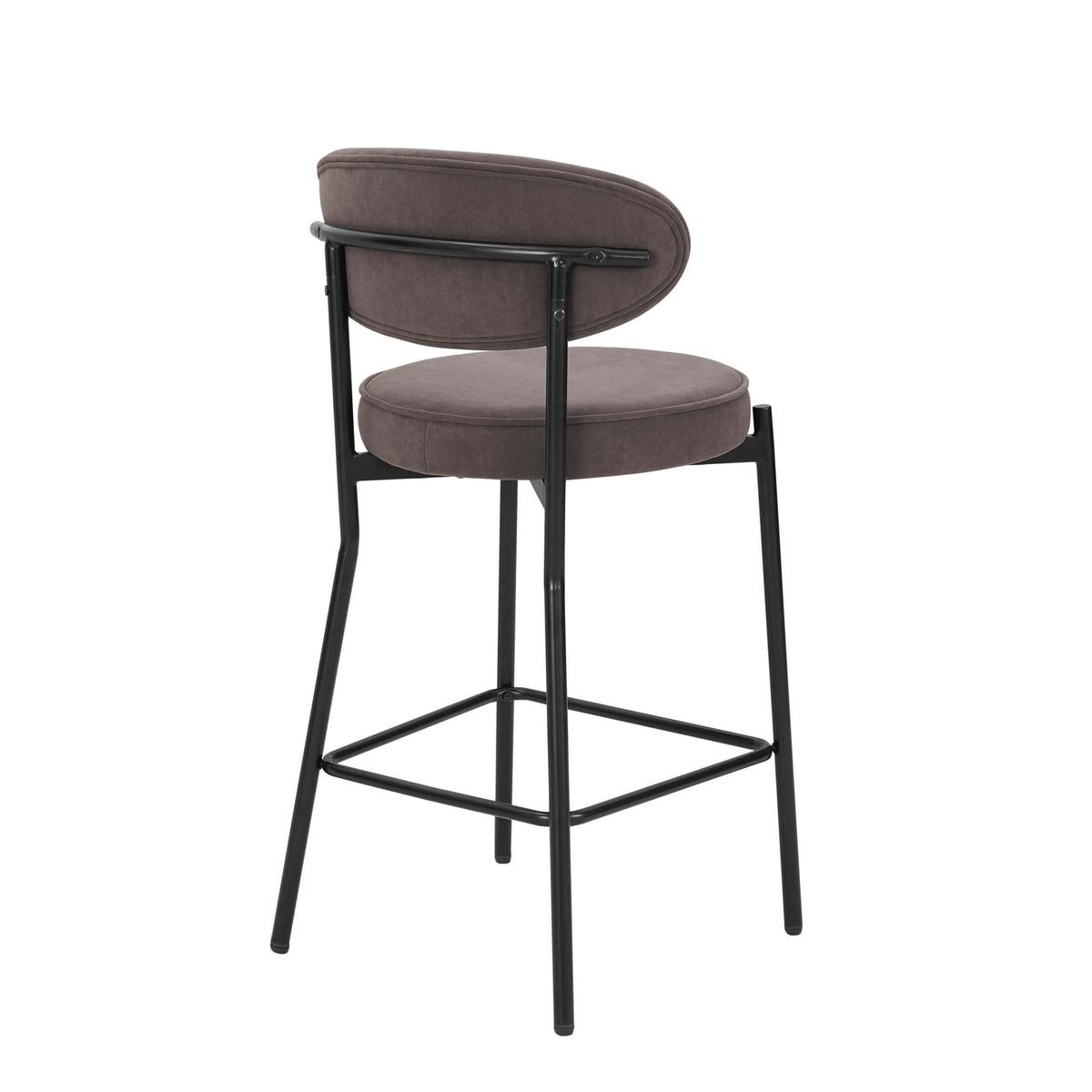 Dusklia - Mia Set of 2 Barstools - Matte Velvet - Taupe