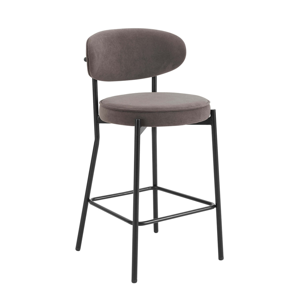 Dusklia - Mia Set of 2 Barstools - Matte Velvet - Taupe