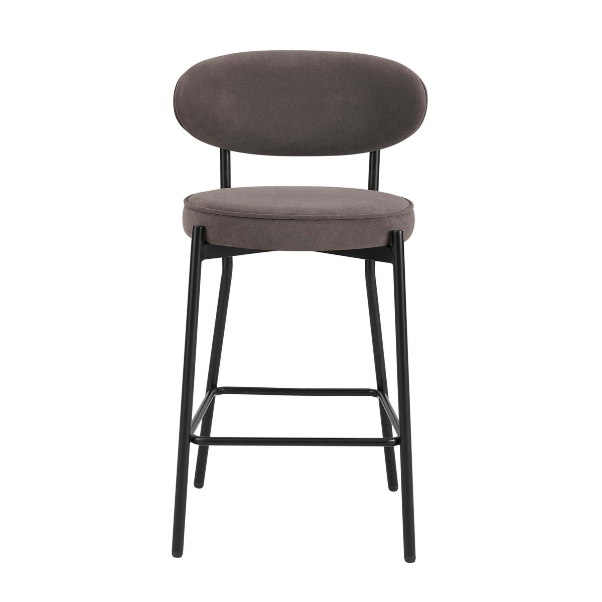 Dusklia - Mia Set of 2 Barstools - Matte Velvet - Taupe