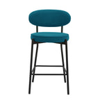 Dusklia - Mia Set of 2 Barstools - Matte Velvet - Teal