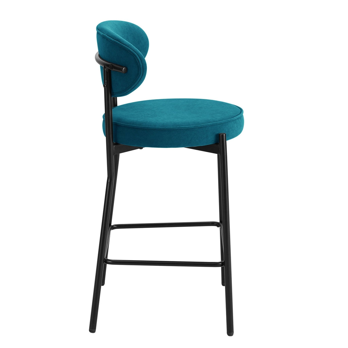 Dusklia - Mia Set of 2 Barstools - Matte Velvet - Teal