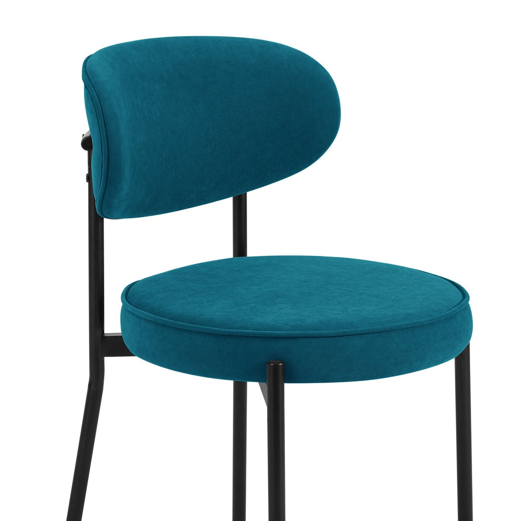 Dusklia - Mia Set of 2 Barstools - Matte Velvet - Teal