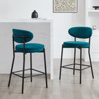 Dusklia - Mia Set of 2 Barstools - Matte Velvet - Teal