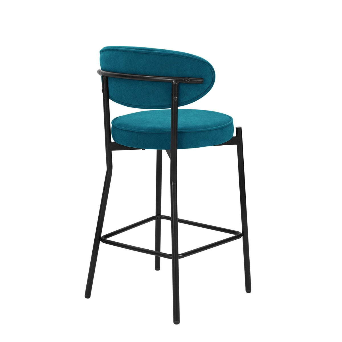 Dusklia - Mia Set of 2 Barstools - Matte Velvet - Teal