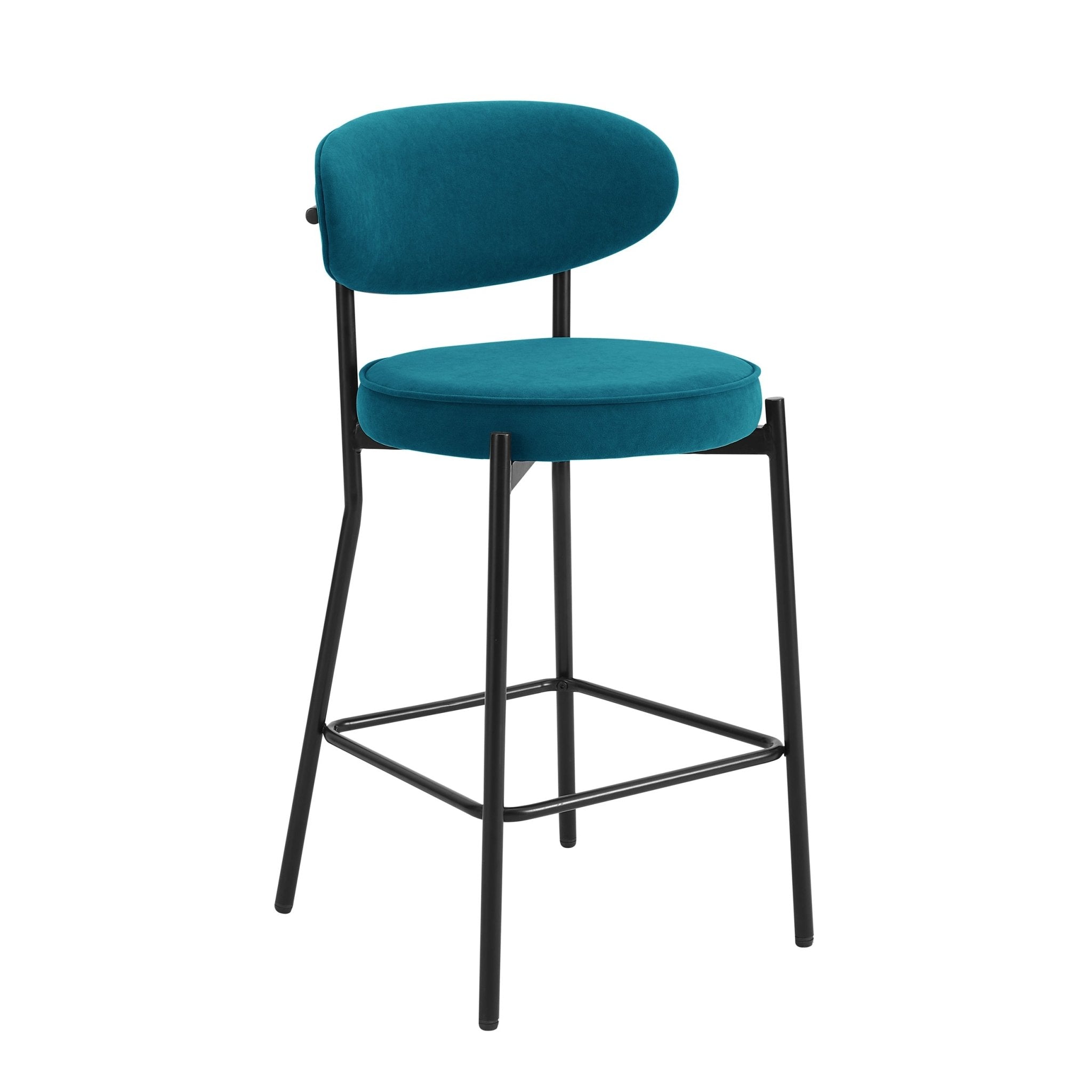 Dusklia - Mia Set of 2 Barstools - Matte Velvet - Teal