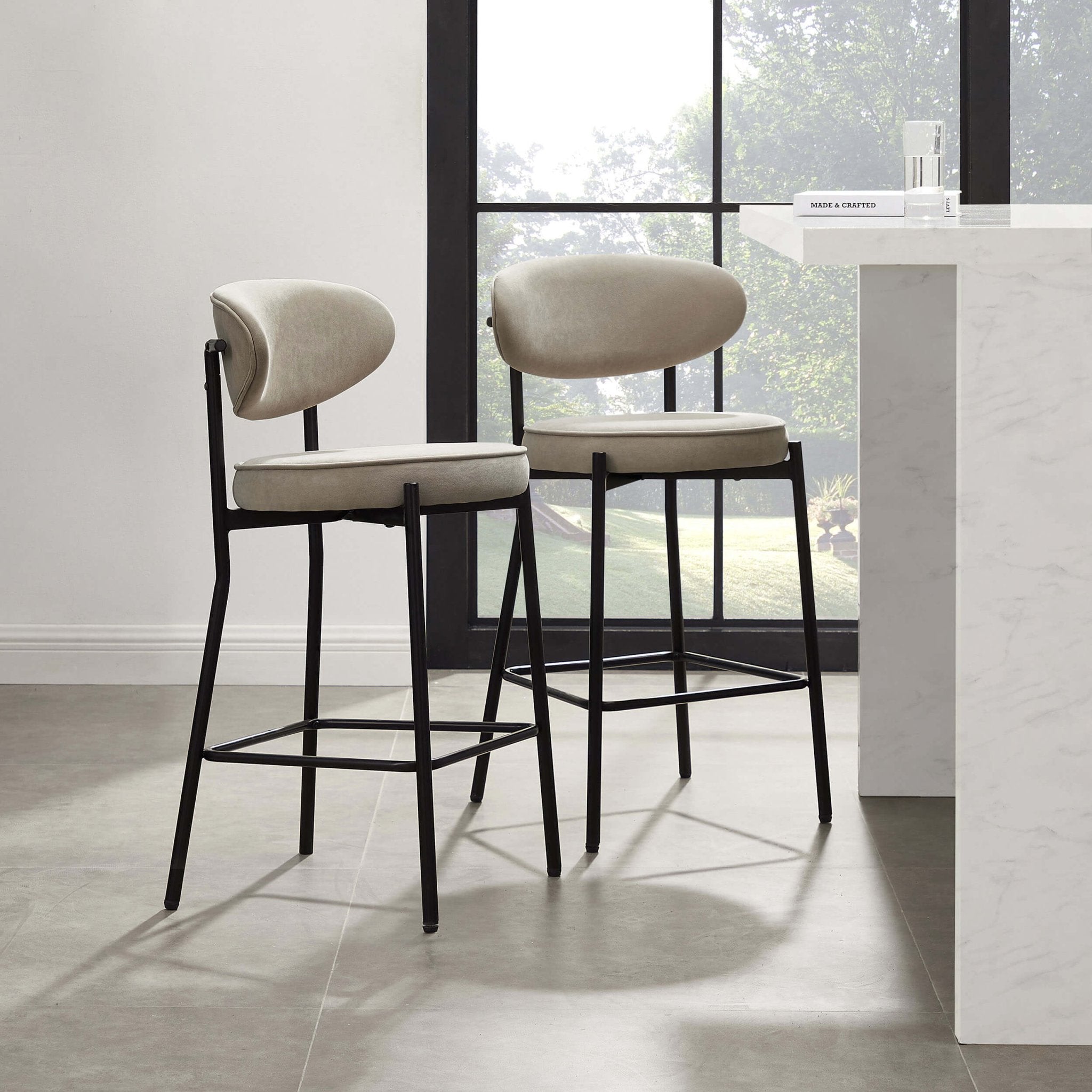 Dusklia - Mia Set of 2 Barstools - Stone