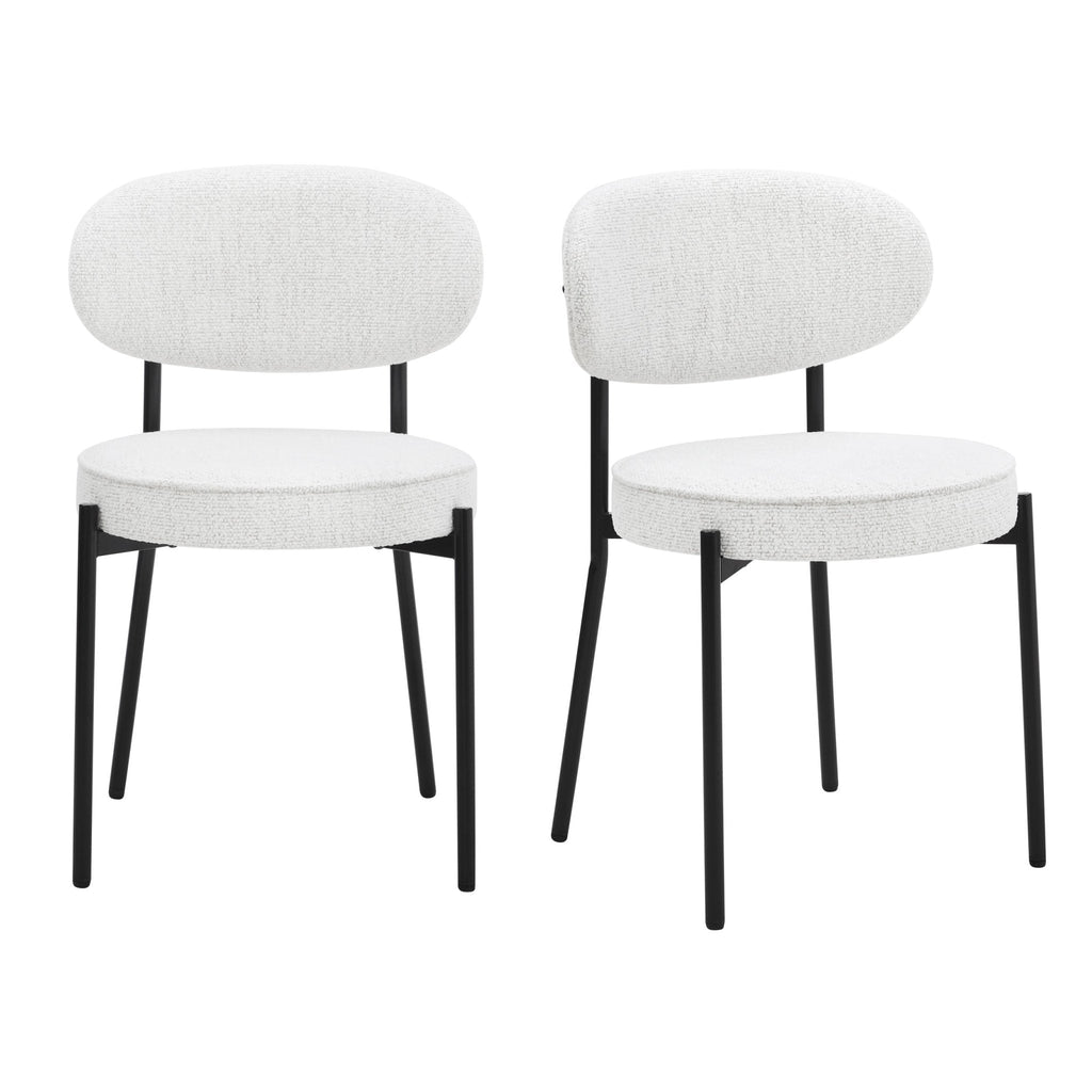 Dusklia - Mia Set of 2 Dining Chair - Ivory Boucle