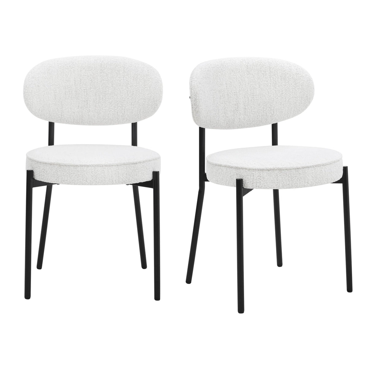 Dusklia - Mia Set of 2 Dining Chair - Ivory Boucle