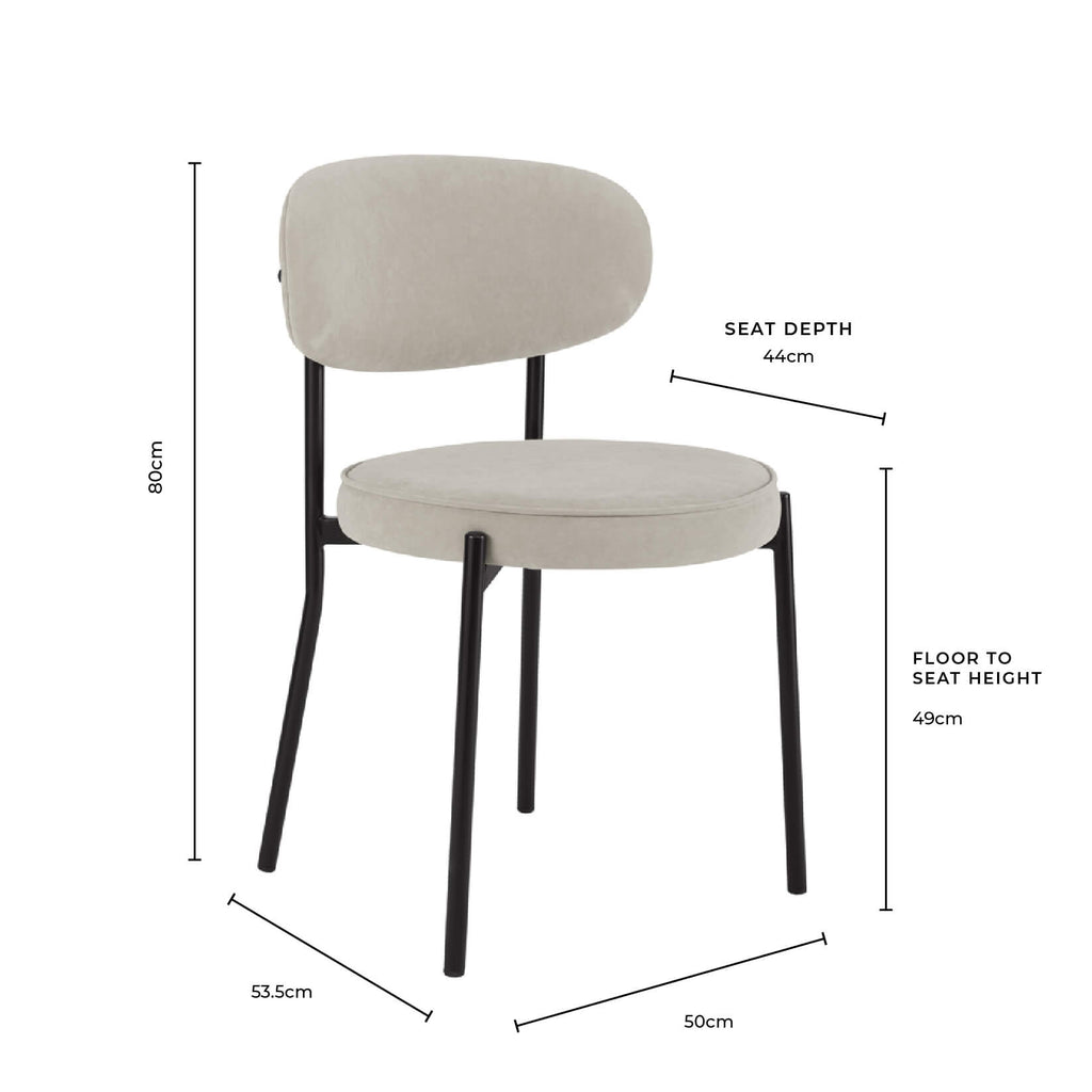 Dusklia - Mia Set of 2 Dining Chair - Ivory Boucle