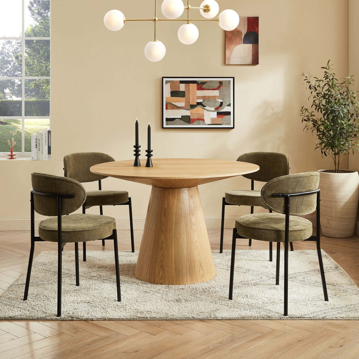 Dusklia - Mia Set of 2 Dining Chairs - Chenille Olive