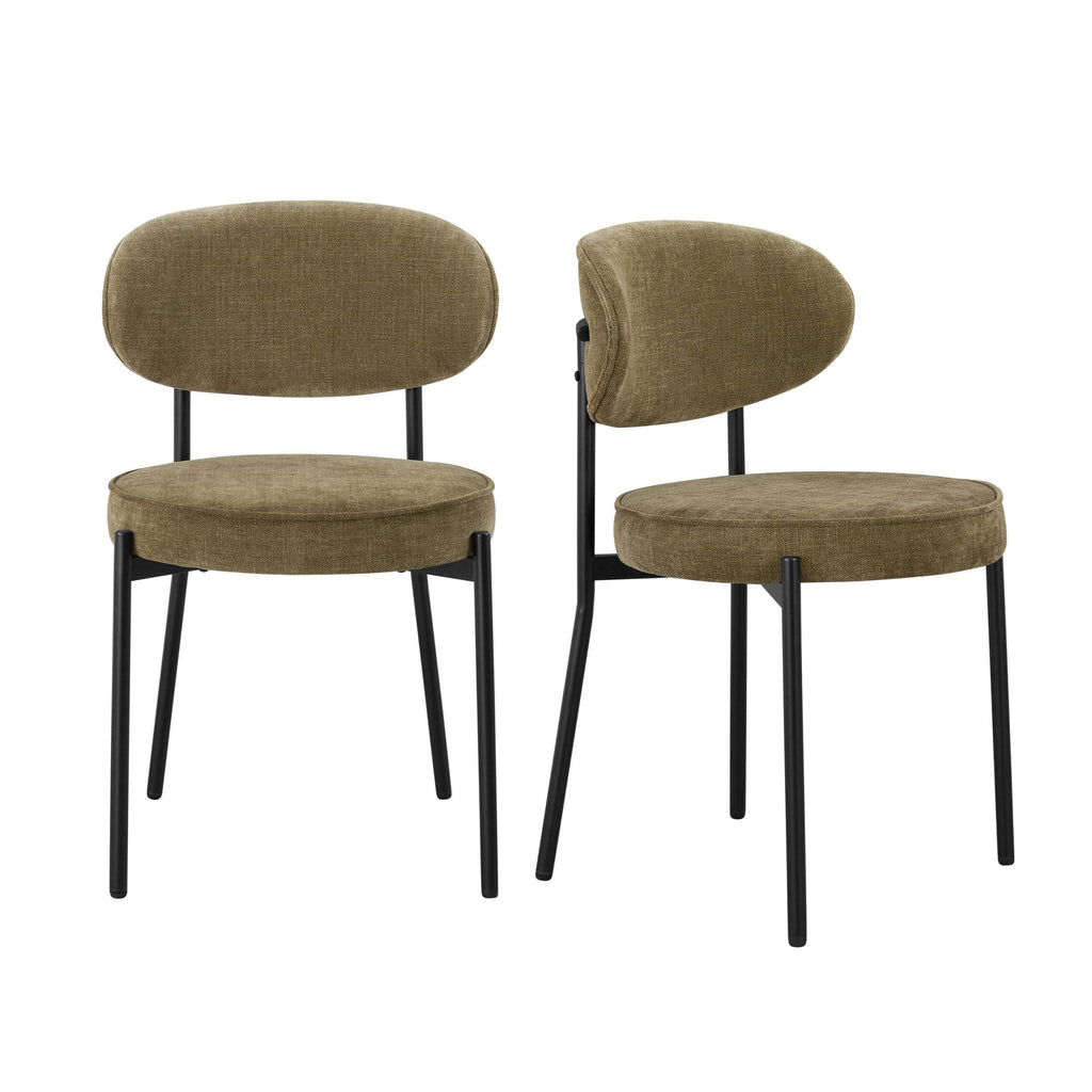 Dusklia - Mia Set of 2 Dining Chairs - Chenille Olive