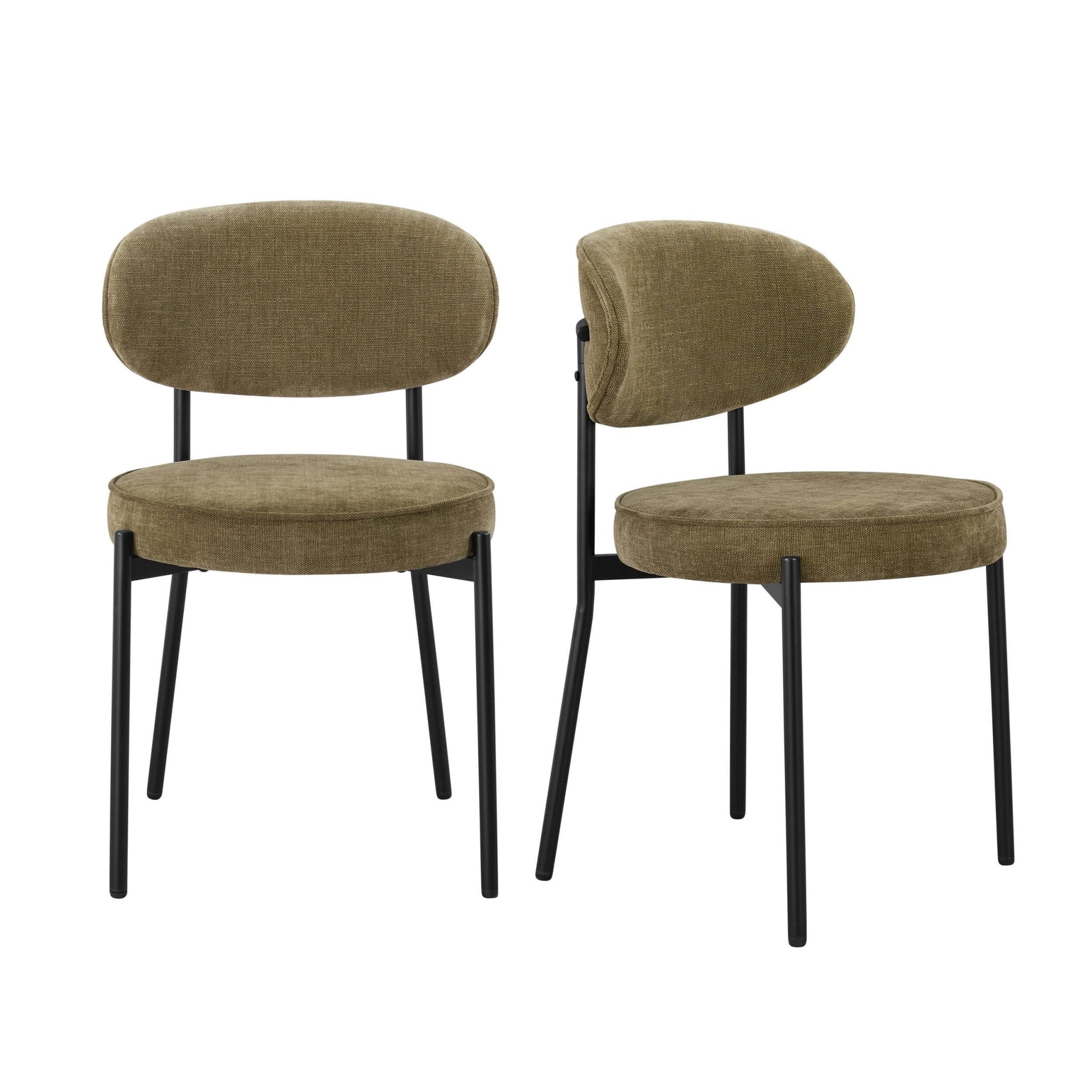 Dusklia - Mia Set of 2 Dining Chairs - Chenille Olive