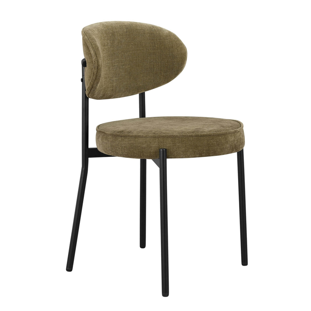 Dusklia - Mia Set of 2 Dining Chairs - Chenille Olive
