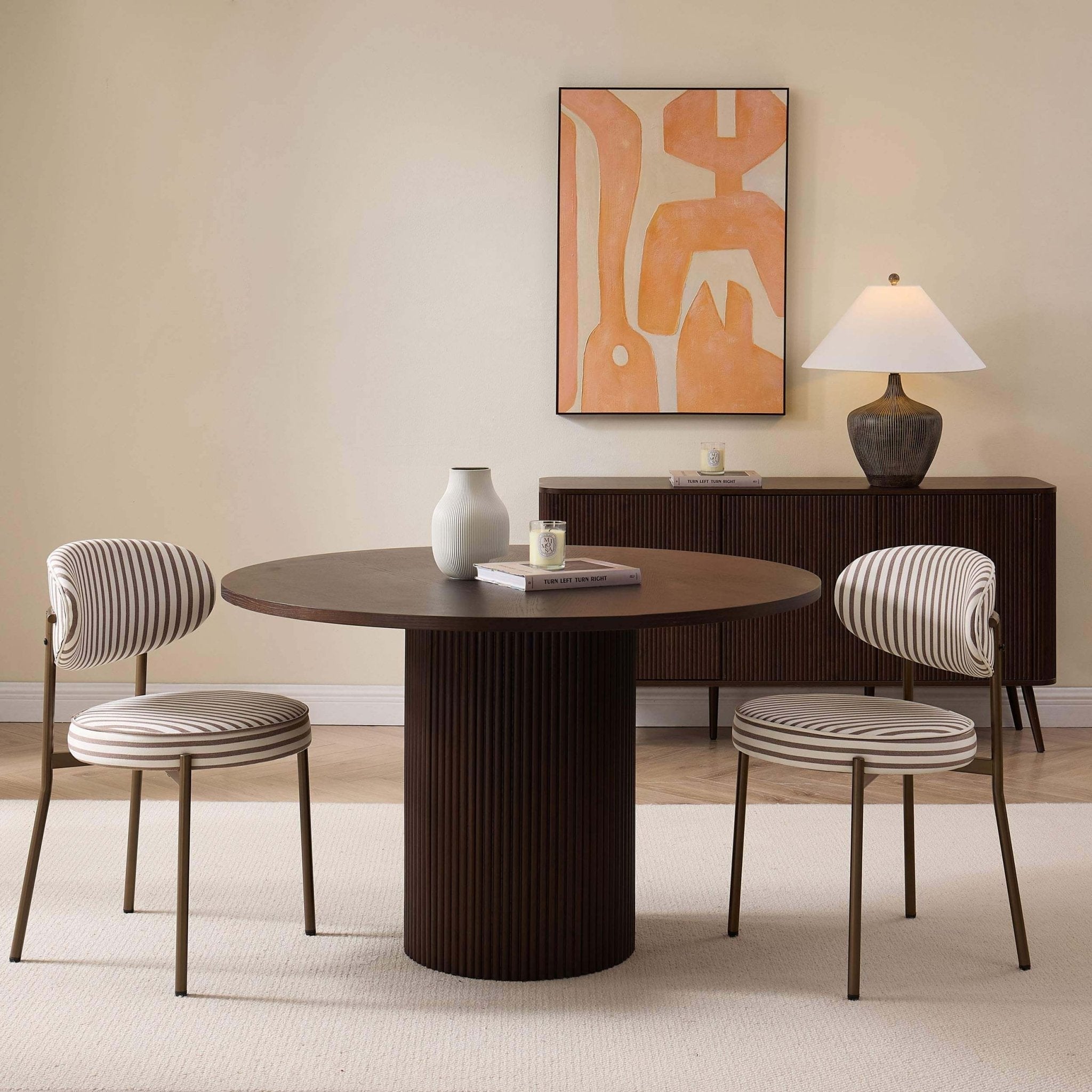 Dusklia - Mia Set of 2 Dining Chairs - Chocolate Stripe