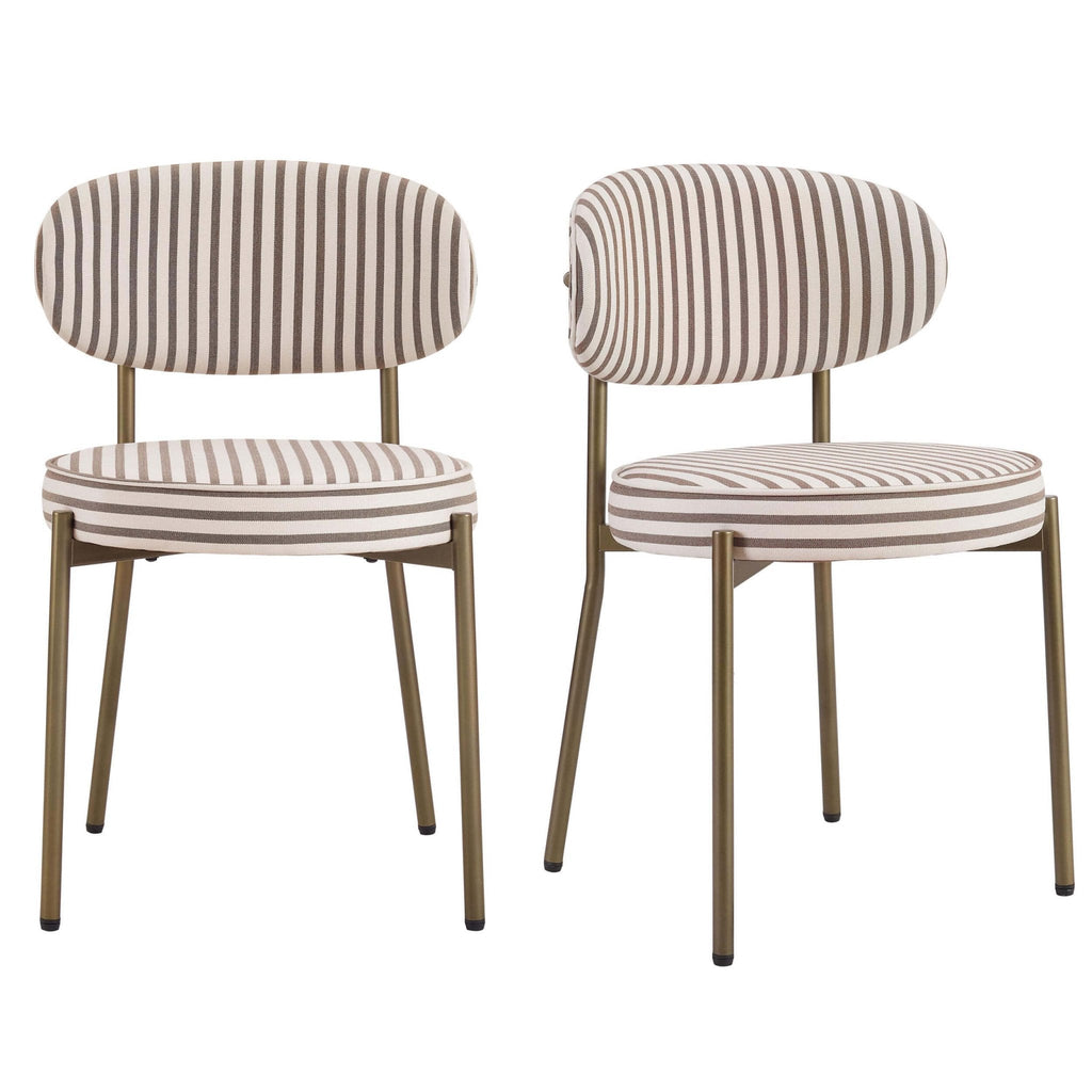 Dusklia - Mia Set of 2 Dining Chairs - Chocolate Stripe