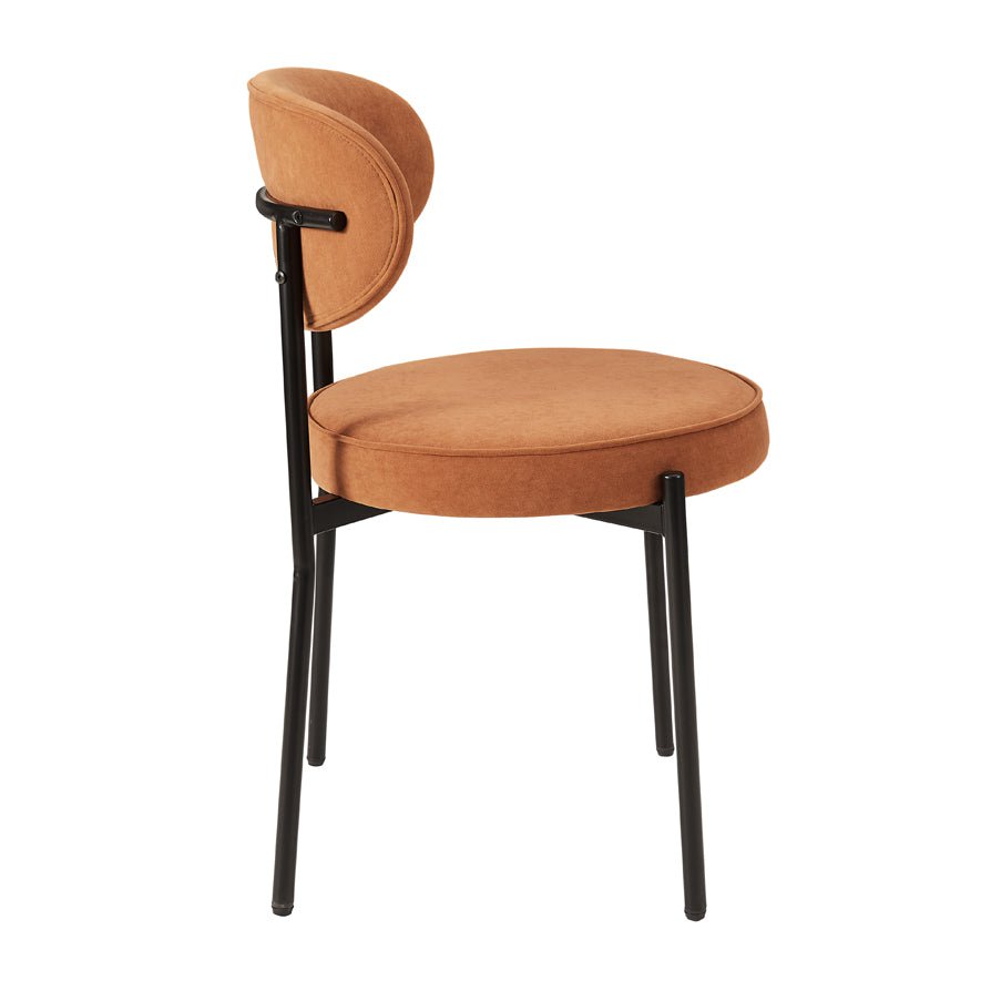 Dusklia - Mia Set of 2 Dining Chairs - Matte Velvet - Burnt Orange
