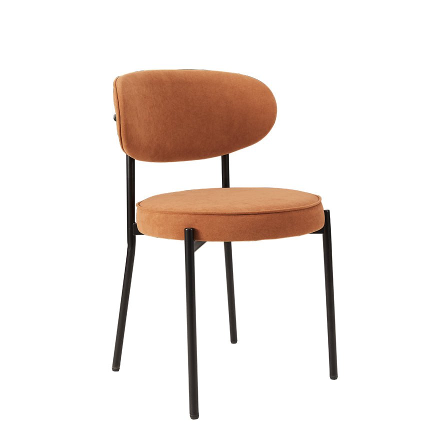 Dusklia - Mia Set of 2 Dining Chairs - Matte Velvet - Burnt Orange