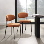 Dusklia - Mia Set of 2 Dining Chairs - Matte Velvet - Burnt Orange