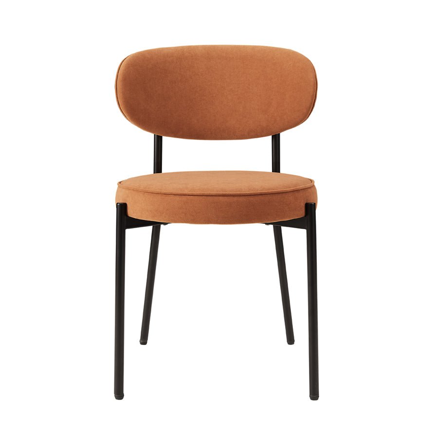 Dusklia - Mia Set of 2 Dining Chairs - Matte Velvet - Burnt Orange