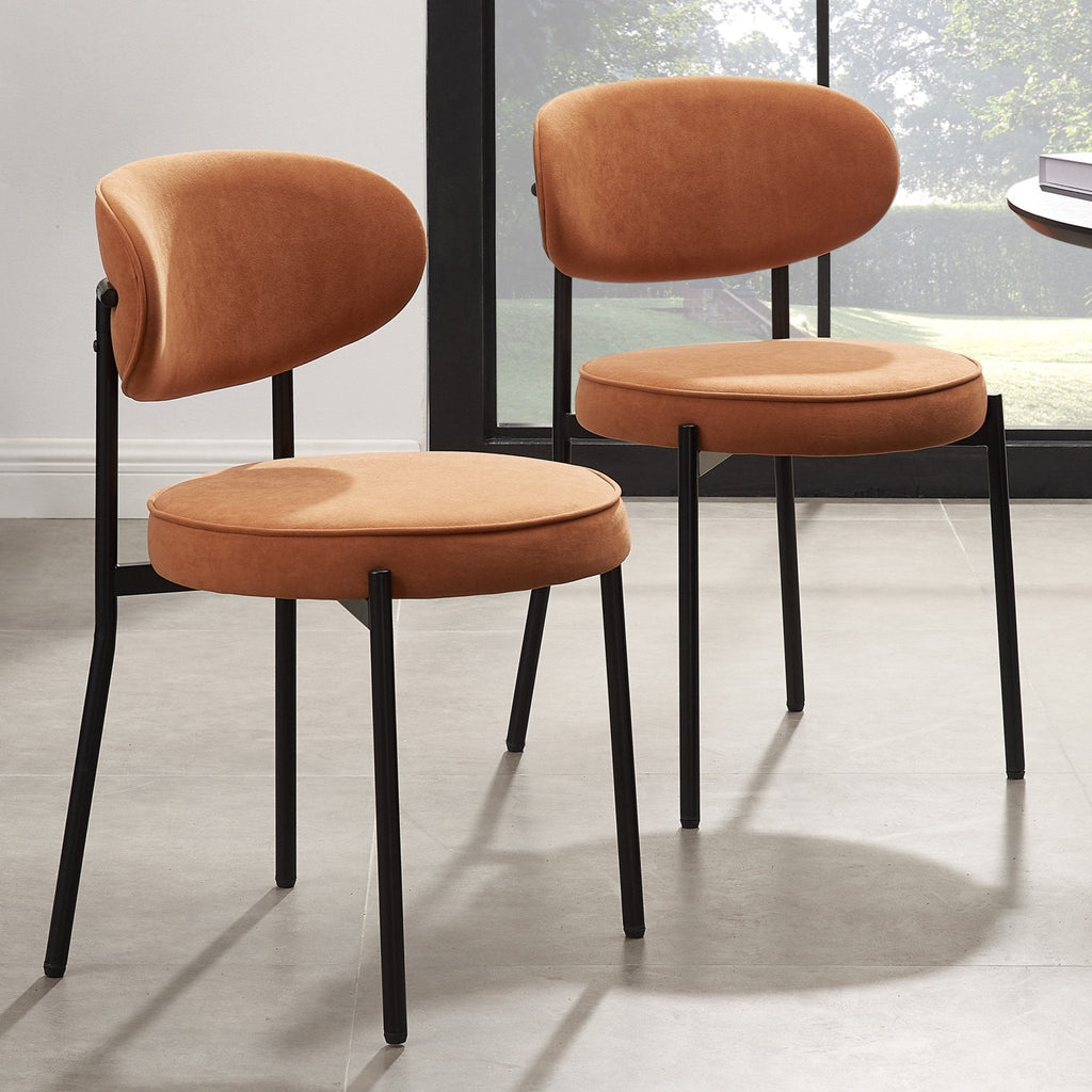 Dusklia - Mia Set of 2 Dining Chairs - Matte Velvet - Burnt Orange