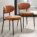 Dusklia - Mia Set of 2 Dining Chairs - Matte Velvet - Burnt Orange