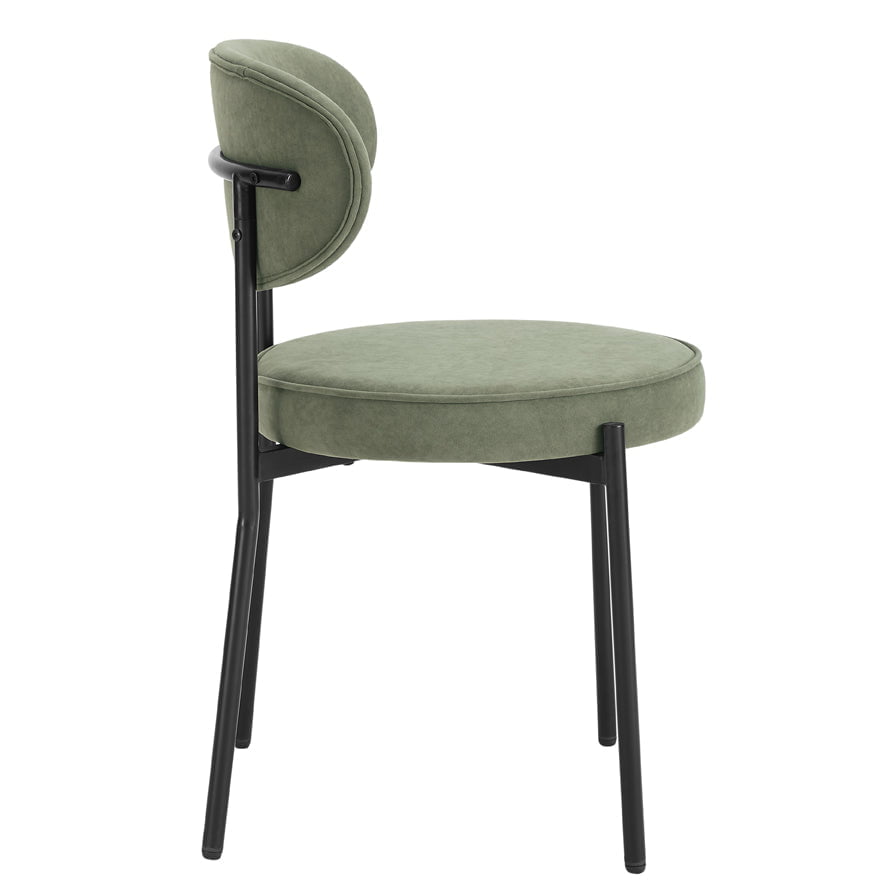 Dusklia - Mia Set of 2 Dining Chairs - Matte Velvet - Sage Green