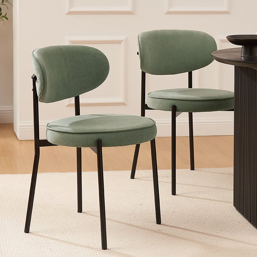 Dusklia - Mia Set of 2 Dining Chairs - Matte Velvet - Sage Green