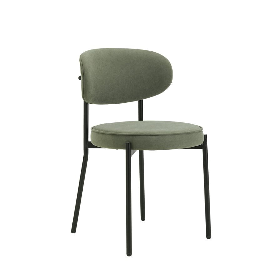 Dusklia - Mia Set of 2 Dining Chairs - Matte Velvet - Sage Green