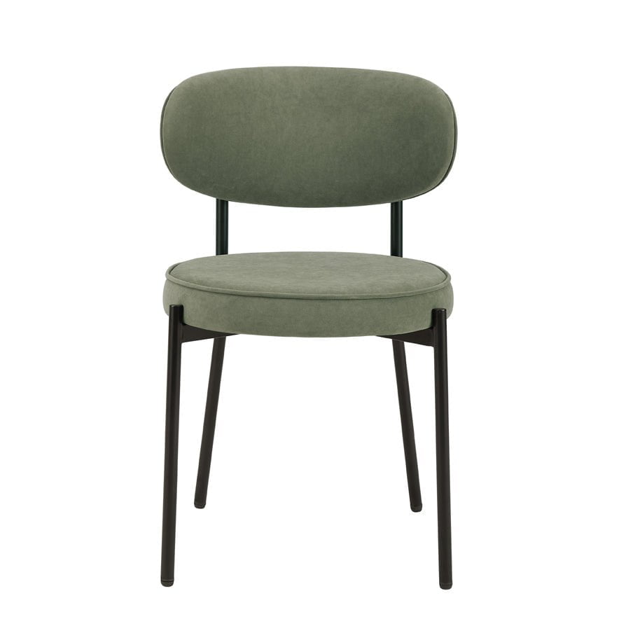 Dusklia - Mia Set of 2 Dining Chairs - Matte Velvet - Sage Green