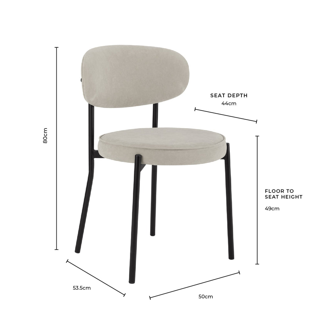 Dusklia - Mia Set of 2 Dining Chairs - Matte Velvet - Taupe