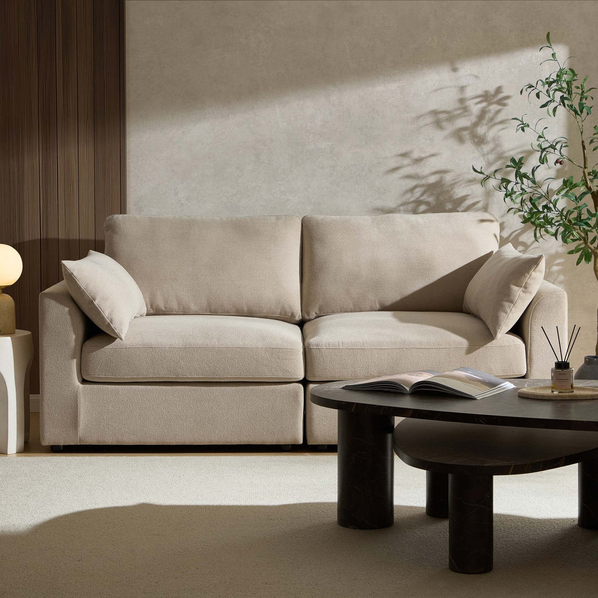 Dusklia - Miami 2 Seater Sofa - Chenille Oatmeal