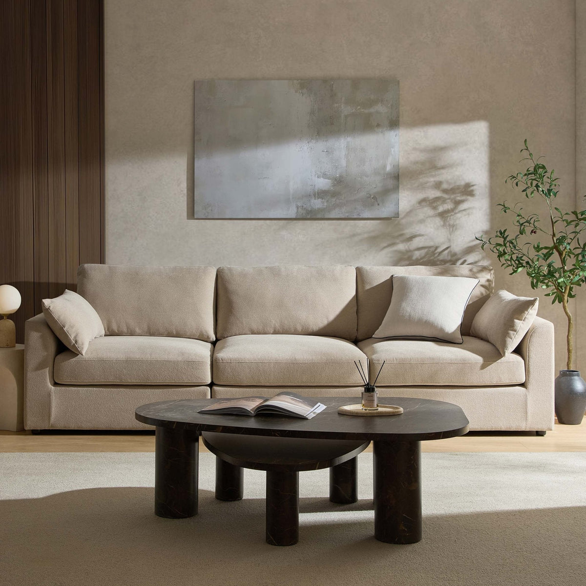 Dusklia - Miami 3 Seater Sofa - Chenille Oatmeal